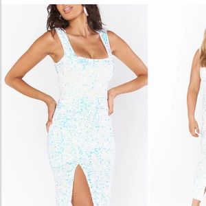 Eden Midi Dress, White Sparkle, XXS, Worn Once Like New, Show Me Your Mumu